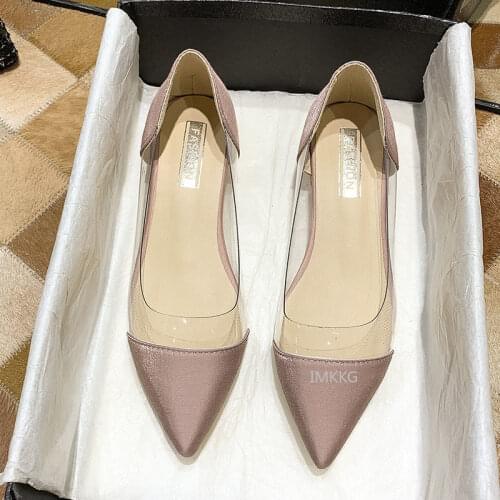 2021 Summer Clear PVC Transparent Pumps Sandals Square Low Heel Point Toed Womens Party Nightclub Shoes Zapatos Tacon