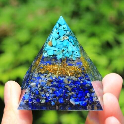 2021 Orgone Energy Generator Pyramid Healing Crystal Stone Meditation Reiki Chakra Balancing Positive Energy Decoration jewelry