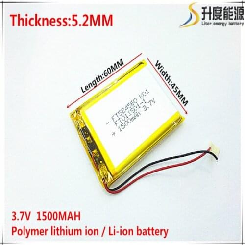 3.7V 1500mAh 524560 Lithium Polymer Li-Po li ion Rechargeable Battery cells For Mp3 MP4 MP5 GPS mobile bluetooth