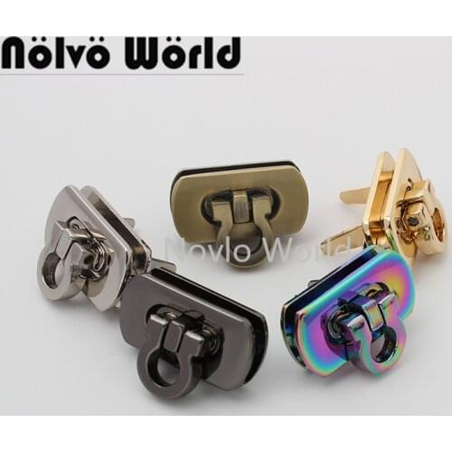 5-15 pieces 7 colors 25x13mm metal Iridescent rainbow small rectangle flip lock for DIY leather handbag purse crafts