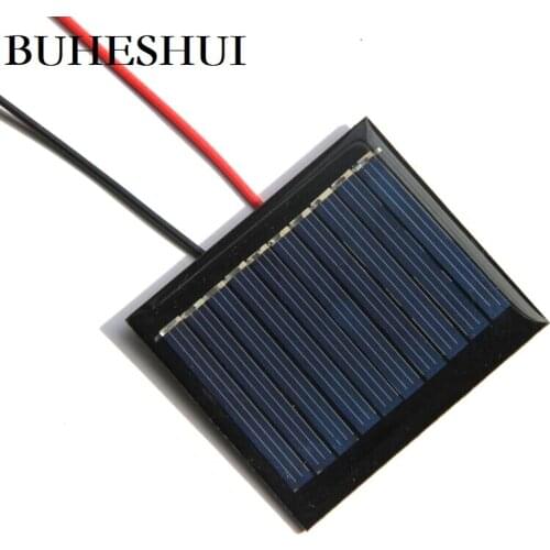 BUHESHUI 5pcs 5V 60MA Solar Cell+Cable/Wire Solar Panel Charger For 3.7V Battery Study Toy 53*60MM Polycrystalline Epoxy