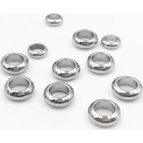 50pcs/lot Stainless Steel Round Spacer Beads 2 3 4 5 6mm Hole Size European Spacer Charm Beads for Bracelet DIY Jewelry Making