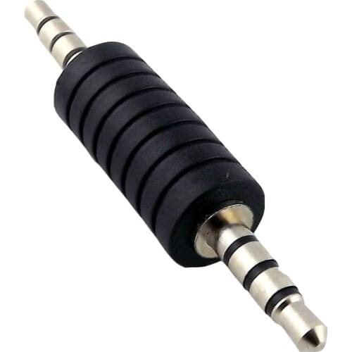 1x 3.5mm Male to 3.5mm Male 4 Pole TRRS Stereo Audio Headphone Male to Male Adapter Nickel Plated Converter Black