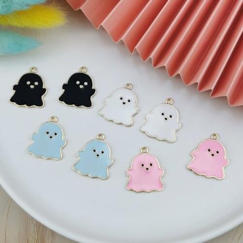 ApeUr 10pcs Enamel Cartoon Halloween Ghost Charms DIY Jewelry Making Fashion Earring Necklace Bracelet Pendants Accessories