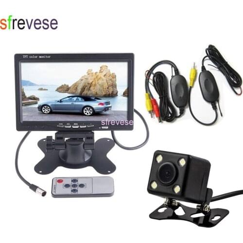 Wireless Reverse Parking Backup Camera 170 Degree 4 LED Sensors Waterproof + 7" LCD Car Monitor Rear View Kit