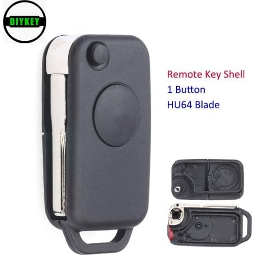 DIYKEY Remote Car Key Shell Case 1 Button for Mercedes-Benz C E ML S for ML320 ML55 AMG 1998-2003 HU64 Blank Blade