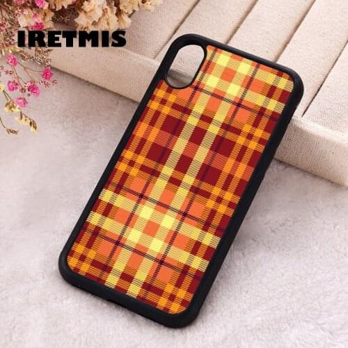 Iretmis 5 5S SE 2020 Phone Cover Case for iPhone 6 6S 7 8 Plus X Xs XR 11 12 Mini Pro Max Rubber Silicone Autumn Tartan Plaid