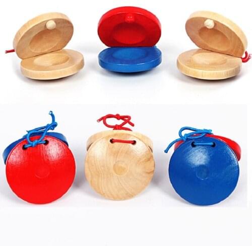 Kids toys Wooden Castanets Wood Percussion Musical Instrument Education Childs Intellectual Development Listening Ability