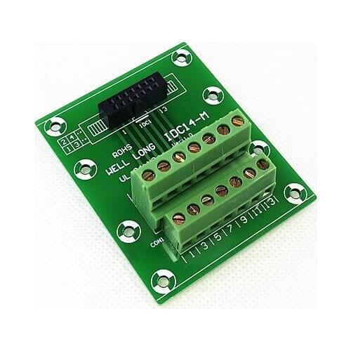 IDC14 2x7 Pins 2.54mm Female Header Breakout Board, Terminal Block, Connector