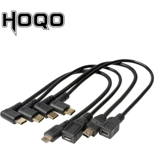 USB C Micro B Mini USB 5Pin Male to USB Type C Elbow Micro USB 2.0 OTG Data Adapter Cable.Angled 90 degree