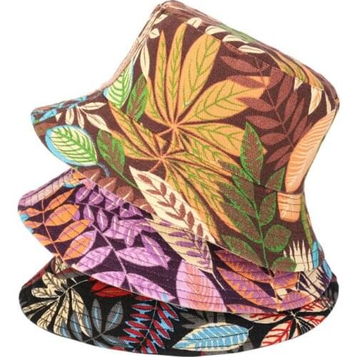 KENSHELLEY Hot Sale New style double-sided travel beach hat women spring and summer canvas hat printed fisherman hat