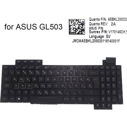 Croatian Backlit keyboard for Asus ROG Strix GL503VS GL503VM GL503GE GL503 Bosnian Slovenian Serbian WB pc keyboards AEBKL200020
