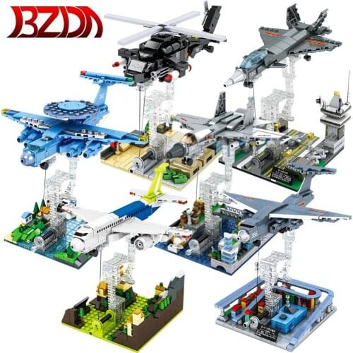 BZDA Aircraft Anti-gravity Building Blocks Military Series Fighter Model Z-20 helicopter Toys gunship Bricks For Birthday Gifts