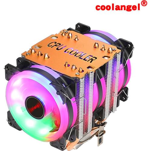 Coolangel 6 Heat Pipes CPU Cooler 4 Pin PWM RGB PC quiet Intel LGA 2011 775 1200 1150 1151 1155 AMD AM3 AM4 90mm CPU Cooling Fan