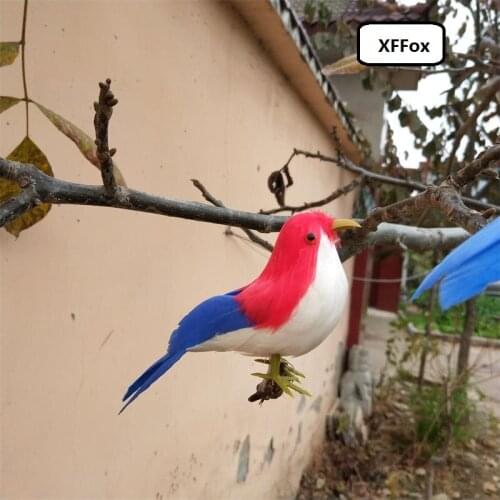 Mini simulation red-blue-white Bird model foam&feather real life small bird doll gift about 12cm xf1165
