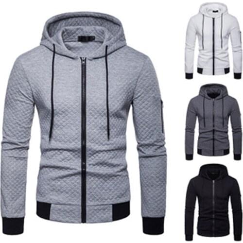 Neutral Harajuku hoodie coat mens sports hoodie cotton plaid casual cardigan coat mix colours long sleeve thickened hoodie