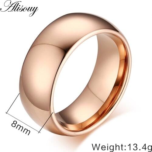 2019 fashion rose gold Color 8mm Titanium Steel lovers engagement wedding Ring No fade best gift finger rings for love