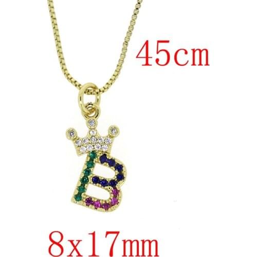 Charming initial 26 alphabet letter necklace color zircon charm crown pendant gold choker chain for woman unique jewelry gift