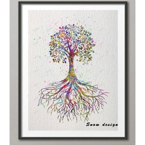 DIY Rikivity Original Tree Rooted Pop wall art canvas painting Tree poster prints Pictures Living room home Decor wall hanging