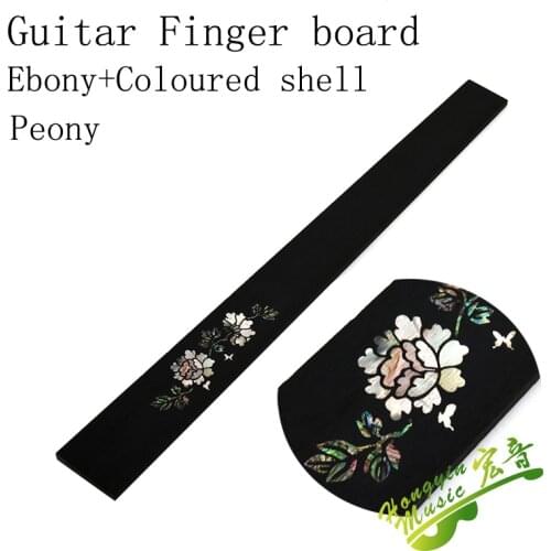 Ebony Wood Acoustic Guitar Fingerboard Tree Of Life And Dragonfly Pattern Color Shell Mosaic Fingerboard Guitar Making Material