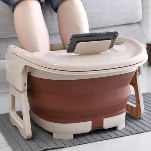 Portable Folding Footbath Heightened Extra Large Massage Footbath With Lid Thickened Plastic Footbath And Footbath