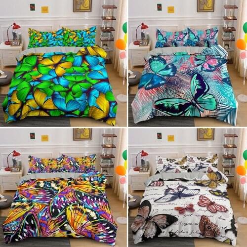 Psychedelic Butterfly Duvet Cover And Pillowcase Colorful Luxury Queen King Single Bedding Set Bedclothes