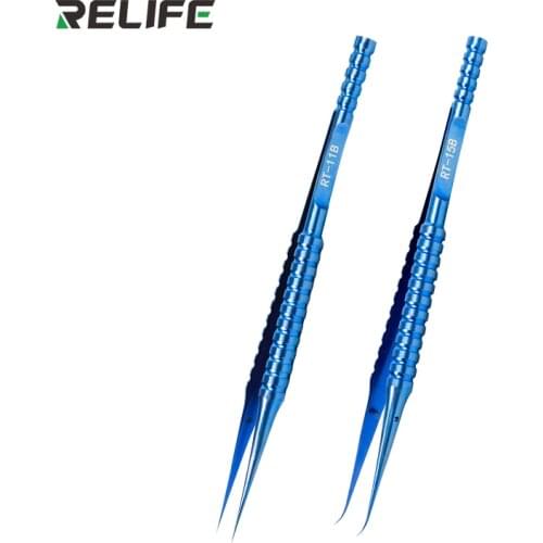 RELIFE Titanium Alloy Fingerprint Tweezers Ultra Precision Gripper for Phone Motherboard IC Chip Microscope Repair Picker