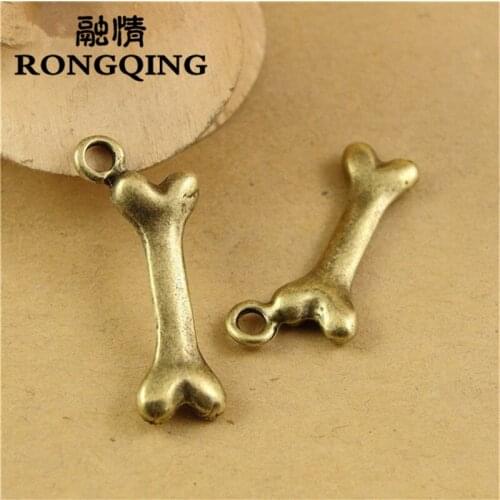 RONGQING 28*9MM 50pcs/lot Pet dog gift bone Pendants Necklaces Handmade Fashion Jewelry Charms DIY