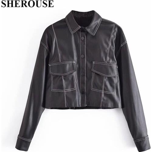 Женские кожаные куртки Sherouse China At AliExpress