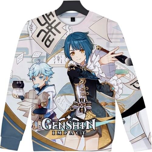 Genshin Impact O-Neck Sweatshirt Men Women Anime Pullover Warm Spring Autumn Streetwear boy girl Sweatshirts Casual Trendy Tops