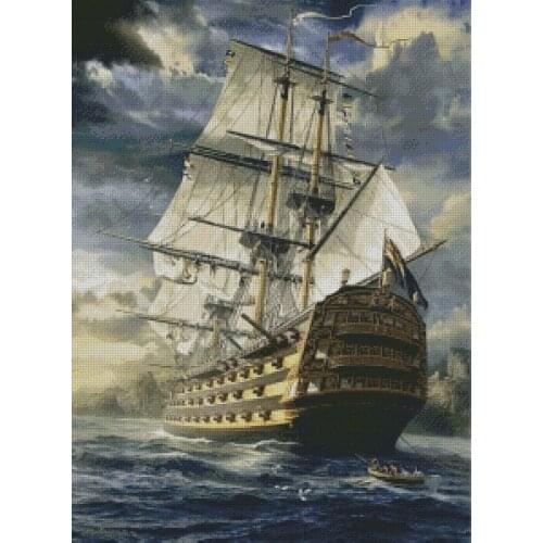 Top new Embroidery Counted Cross Stitch Kits Needlework Crafts 14 ct DMC Color DIY Arts Handmade Decor Sea boat