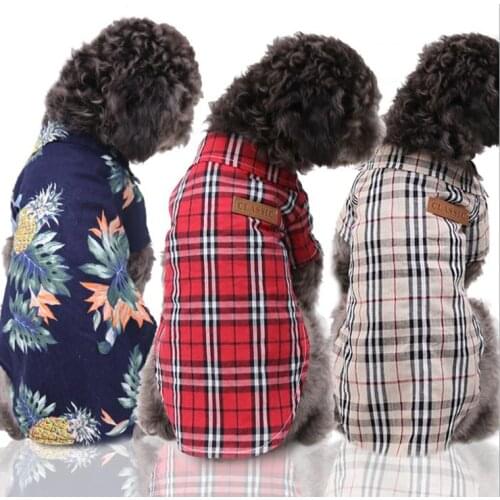 Spring and summer new Pet Dog Clothes Puppy Costumes Cotton shirt pineapple fruit breathable lattice pet cat dog clothes