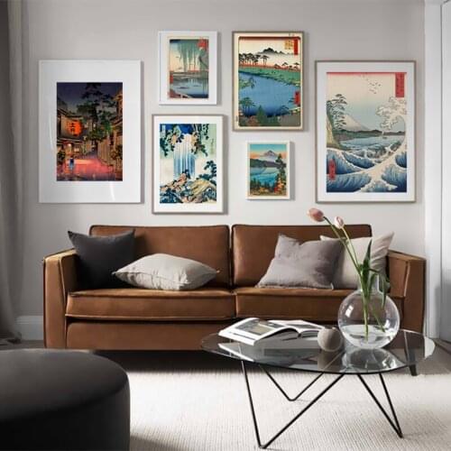 Vintage Japanese Ukiyoe Landscape Poster Print Mount Fuji Wave Kanagawa Art Canvas Painting Wall Pictures for Living Room Decor