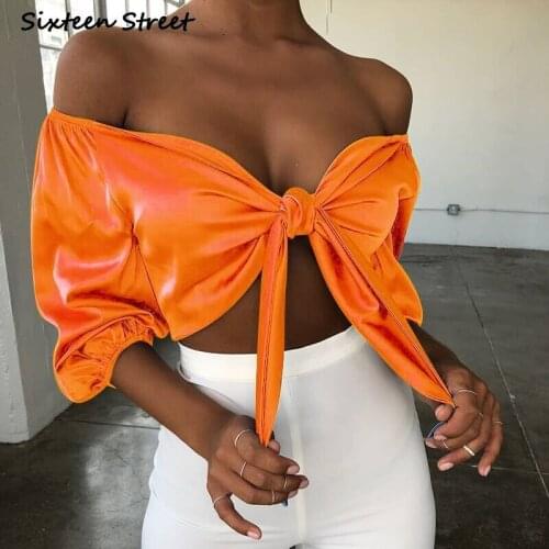 Y2k Tops for Women Satin Tube Top Middle Sleeve Sexy Strapless Rabbit Knot V Neck Vest Dropshipping Crop Top New Summer 2021
