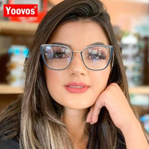 Yoovos Luxury Glasses Women 2021 Vintage Cateye Glasses Frame Women Brand Eyeglasses For Women/Men Blue Light Lentes De Mujer