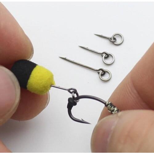 10PCS Metal Bait Spike with Ring Carp Fishing Hook Bait Sting Boilies Pin Spike Maggot Corn Ronnie Hair Rigs Carp Feeder Fishing