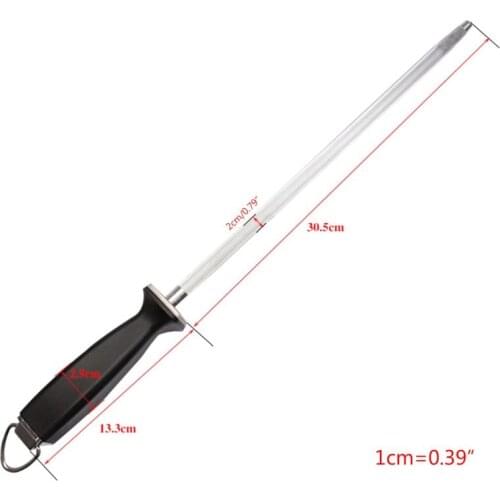 12'' Professional Chef Knife Sharpener Rod Diamond Sharpening Stick Honing Steel For Kitchen Knife P15D