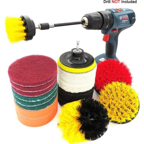 18Pcs Drill Brush Kit Power Scrubber Clean All Purpose For Leather Plastic Wooden Furniture Car Sofa Kitchen Bathroom