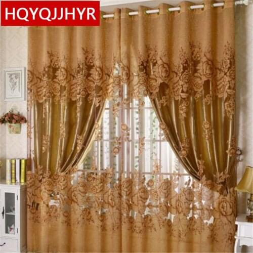 2018 explosion models European-style luxury peony tulle curtains for Living Room Semi blackout curtains for Bedroom/kitchen