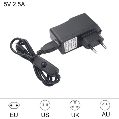 5V 2.5A Power Charger Adapter Power Supply For Raspberry Pi 3 Model B + Switch ON/OFF Micro Port Cable for Raspberry Pi 3 B