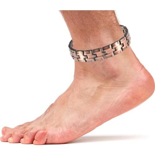 Jewelry Copper Magnetic Anklet for Men Arthritis Pain Relief Carpal Tunnel RSI health Healing with Magnets 26cm/12mm