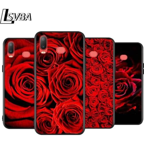 Red Rose Flower for Samsung Galaxy A9 A8 Star A750 A7 A6 A5 A3 Plus 2018 2017 2016 Black Phone Case Soft Cover
