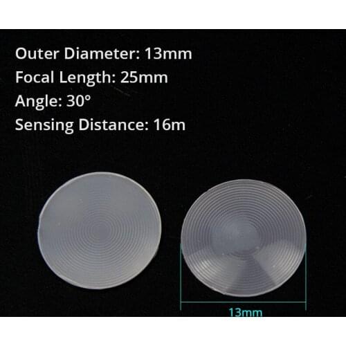 Focal Length 25mm Optical Human Body Infrared Sensing Fresnel Lens PIR Housing Pyrolysis Probe Dedicated Lenses 13mm Dia
