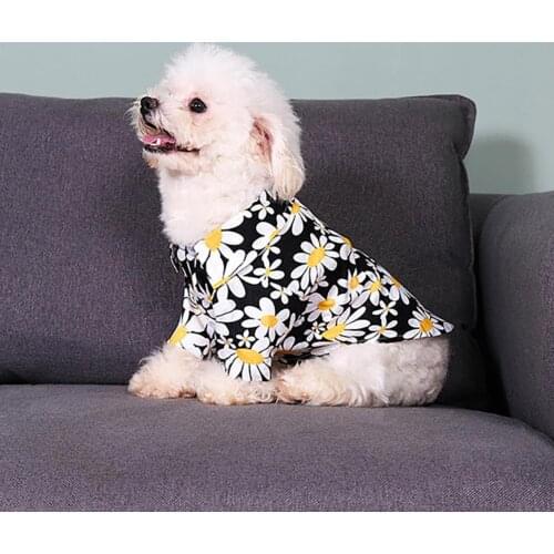 Dog T-shirt Chrysanthemum Printing Two-legged Cotton Button Design Vest for Summer одежда для собак