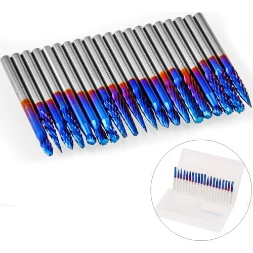 20pcs/Set Carbide Micro Drill Bits 1/8" Shank CNC PCB Engraving Bits for Rotary Dremel Burr Drill Tool