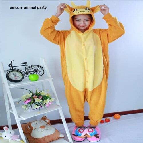 Kigurumi Cosplay Christmas Adult Onesies Animal Orange Bull Pajamas Sleepwear Costume Pyjamas Sleepsuit Homewear Halloween