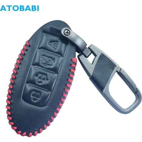 Leather Car Key Case For Nissan Murano Maxima Pathfinder Rogue Versa 370Z Sentra Altima Infiniti Remote Fob Cover Keychain Skin