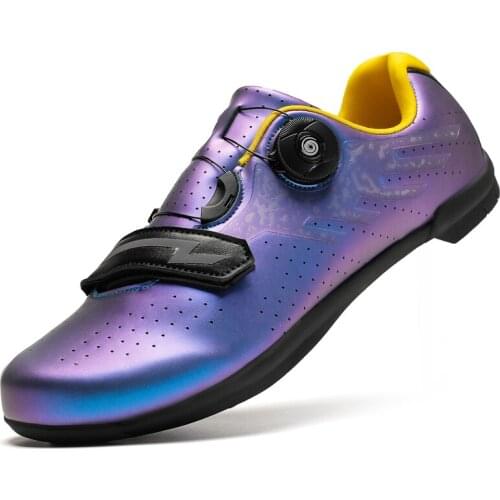 Triathlon Racing Shoe Spring Summer Breathable New Reflective Chameleon Road Cycling Boots Couple Outdoor Mountain Bike Shoes