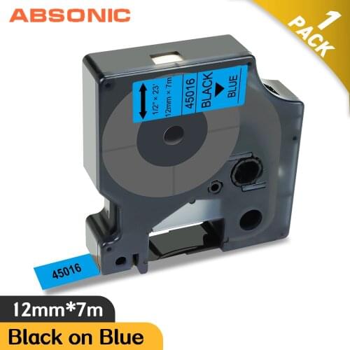 Black on Blue 12mm Label Tape 45016 Replace Dymo Label Maker Machine 12mm*7m for Dymo MobileLabeler LabelManager 450D PNP Print