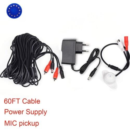 Mini MIC CCTV Microphone Audio Pickup Device Camera Adapter High Sensitivity Good quality DC12V Power Cable 60FT Cable Tonton